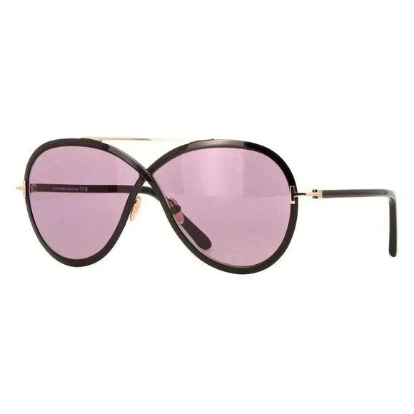 Tom Ford Rickie TF1007 01Y Black Purple Violet Lens Sunglasses Women 65-51-35
